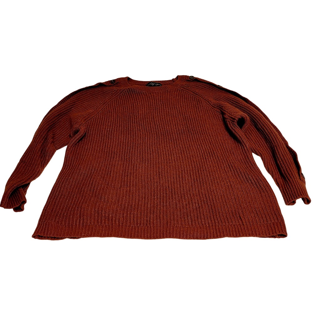 Coco and Shay Sweater Womens 2X Rust Orange Button Sleeve Ribbed Knit Pullover